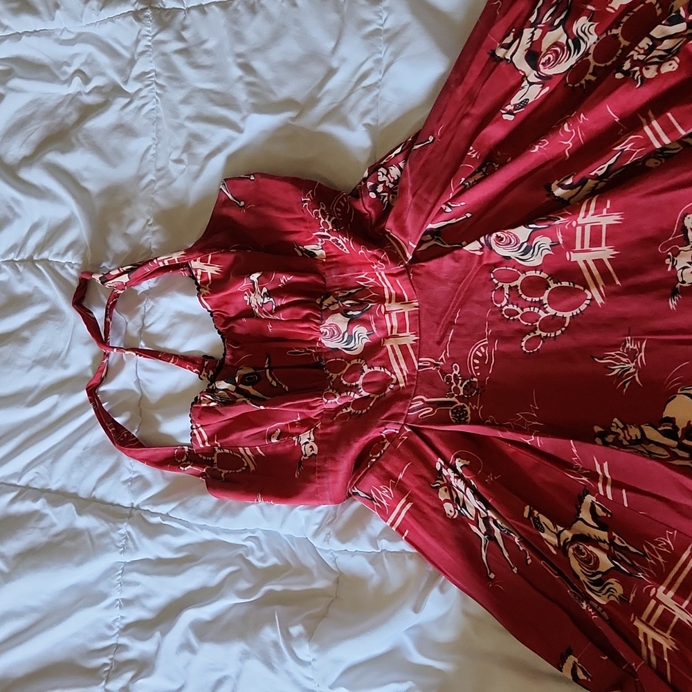 Pinup Couture L Ginger Red Western Print
